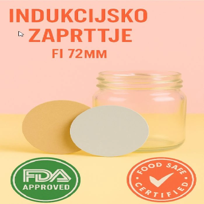 Folija za indukcijsko varjenje fi 72mm za steklene kozarce, folija za indukcijsko varjenje, fi 72mm, stekleni kozarci, ceneje, ugodno, prihranek, lokalno, ljubljana, embalaža za živila, svežina izdelka, indukcijska folija, certifikat za živila, podpora uporabnikom